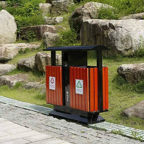 景區(qū)公園必備的景觀設(shè)施鋼木垃圾箱、與園林椅